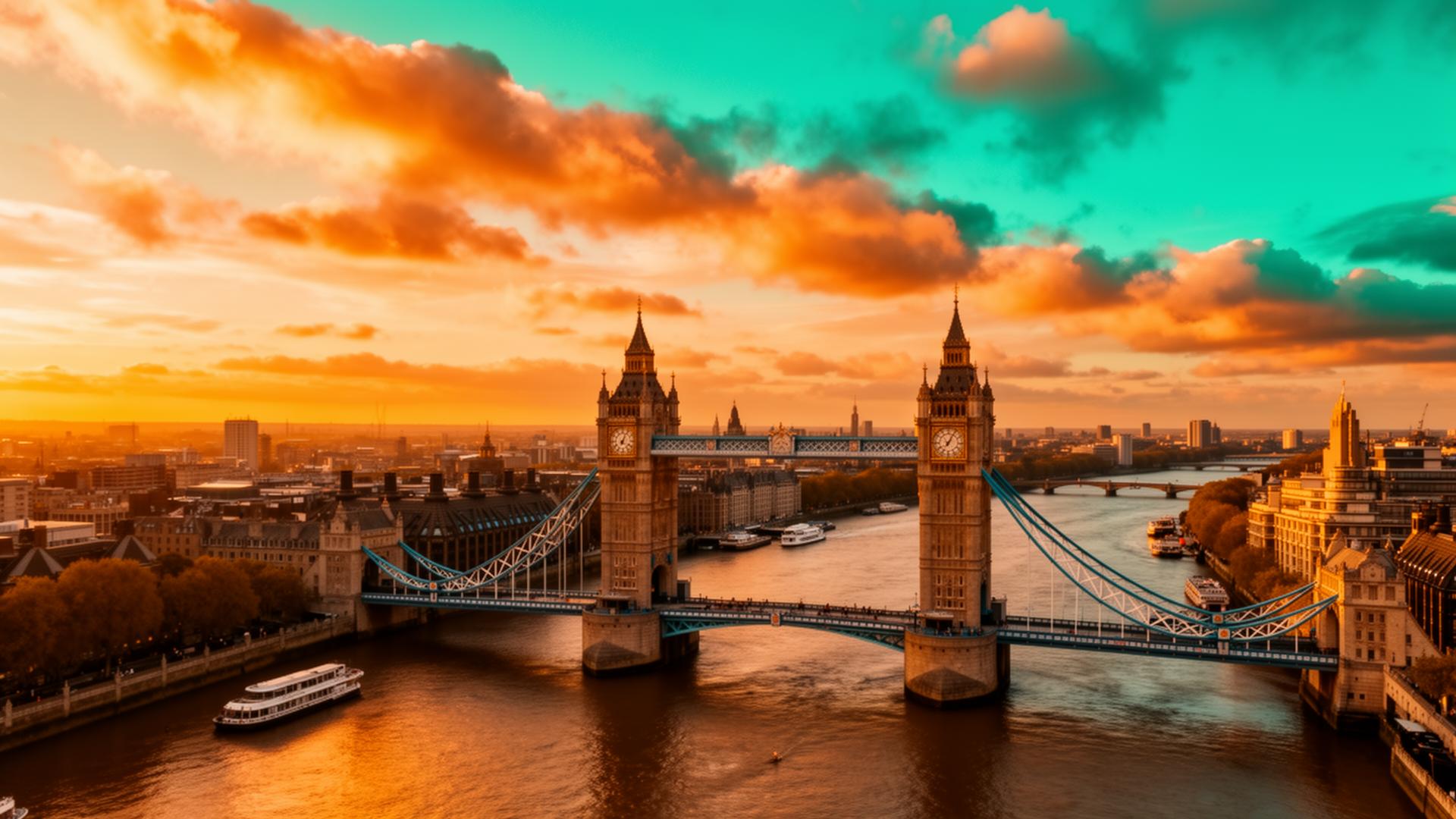 London skyline at sunset